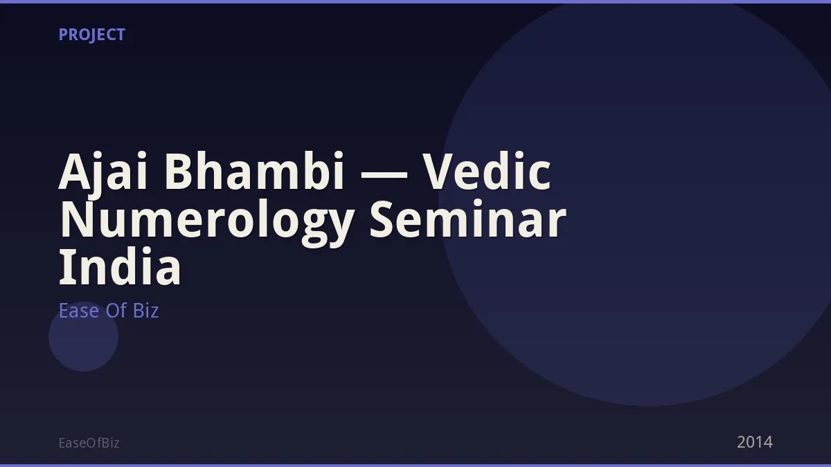 Ajai Bhambi — Vedic Numerology Seminar India