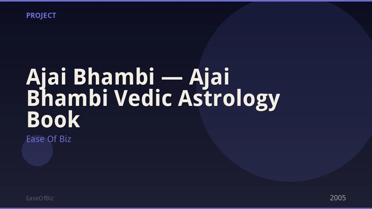 Ajai Bhambi — Ajai Bhambi Vedic Astrology Book