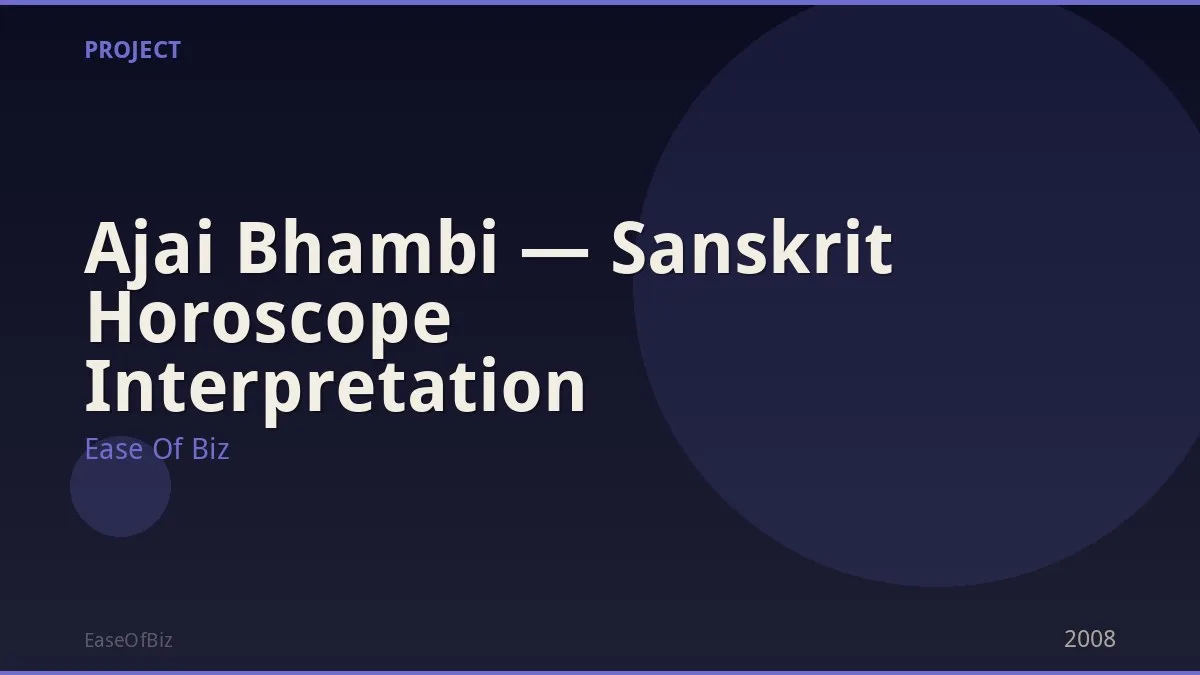 Ajai Bhambi — Sanskrit Horoscope Interpretation