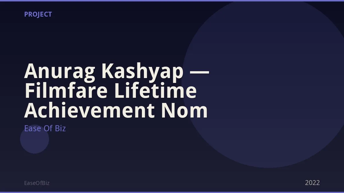Anurag Kashyap — Filmfare Lifetime Achievement Nom
