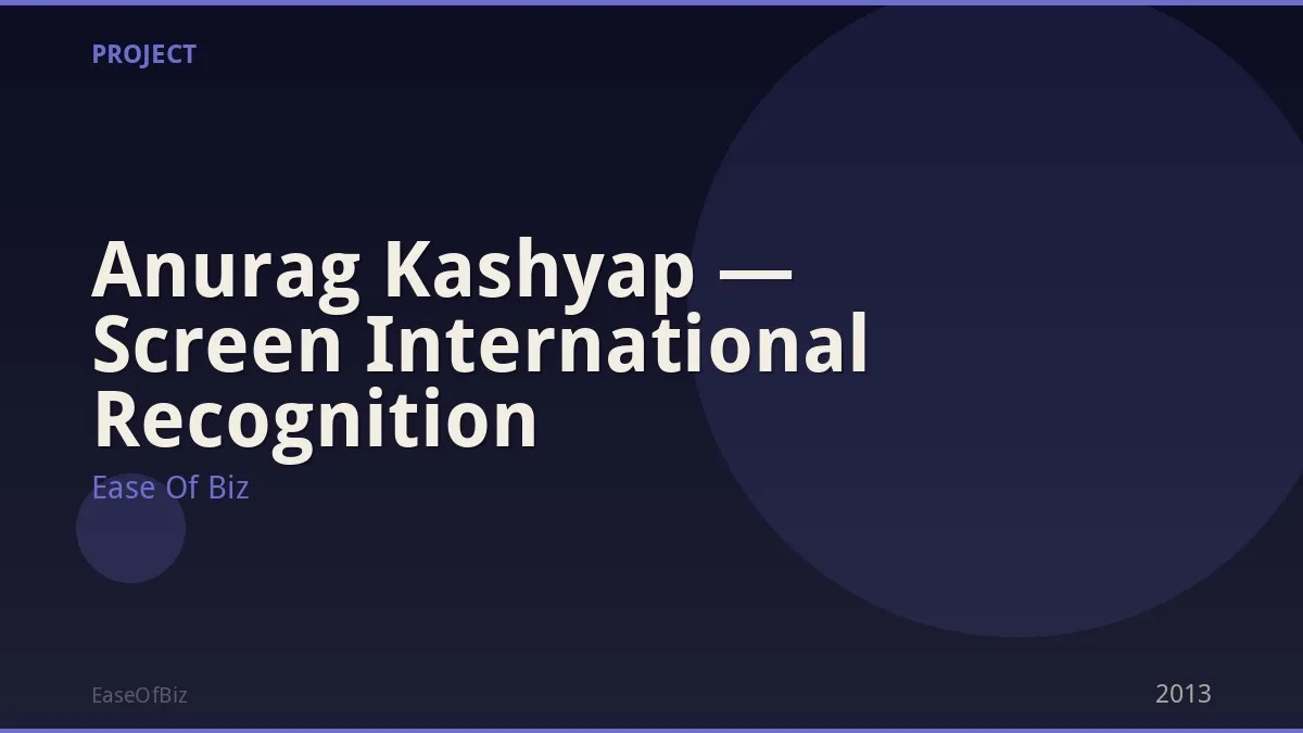 Anurag Kashyap — Screen International Recognition