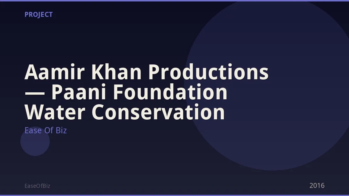 Aamir Khan Productions — Paani Foundation Water Conservation