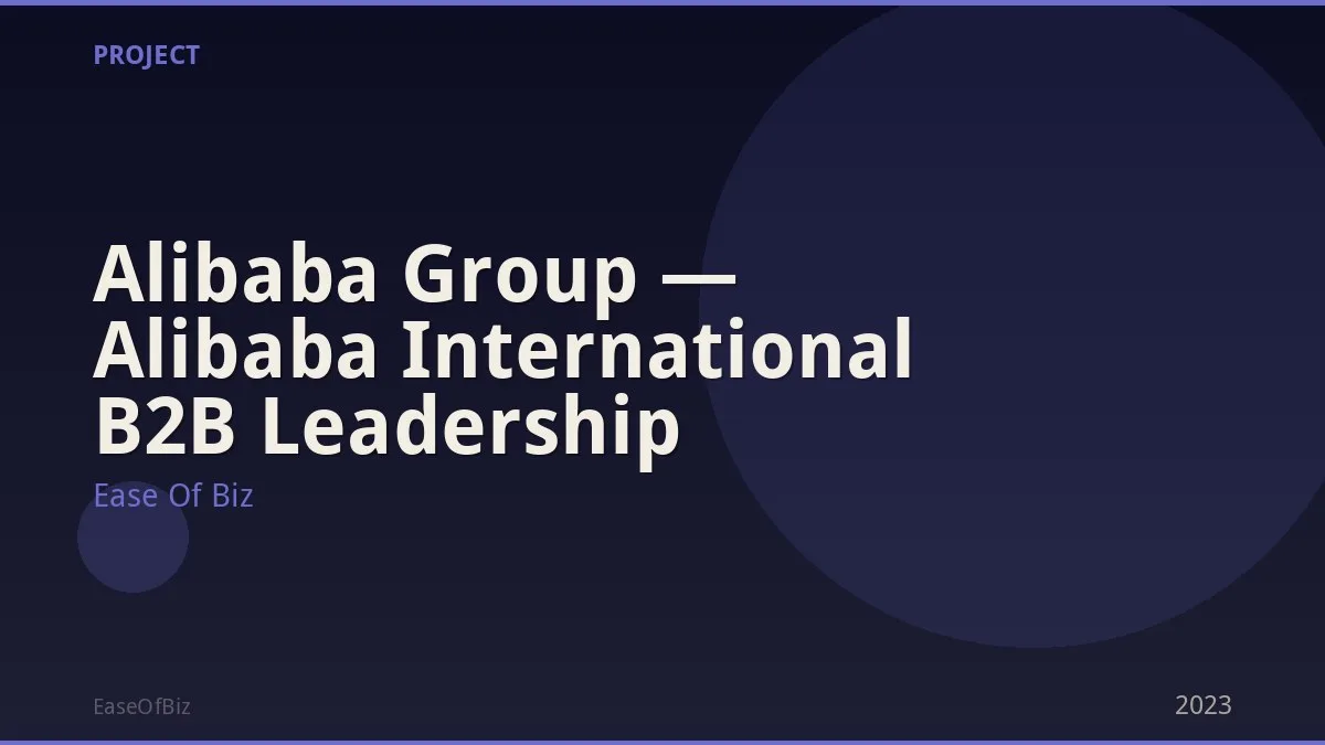 Alibaba Group — Alibaba International B2B Leadership