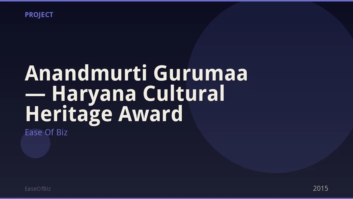 Anandmurti Gurumaa — Haryana Cultural Heritage Award