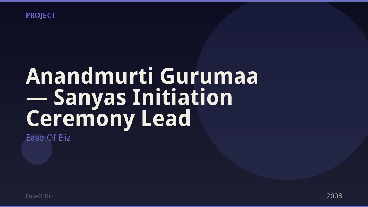 Anandmurti Gurumaa — Sanyas Initiation Ceremony Lead