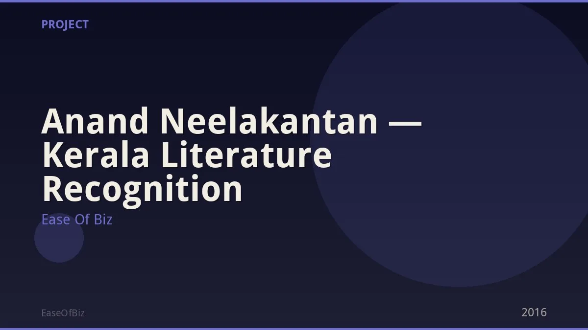 Anand Neelakantan — Kerala Literature Recognition