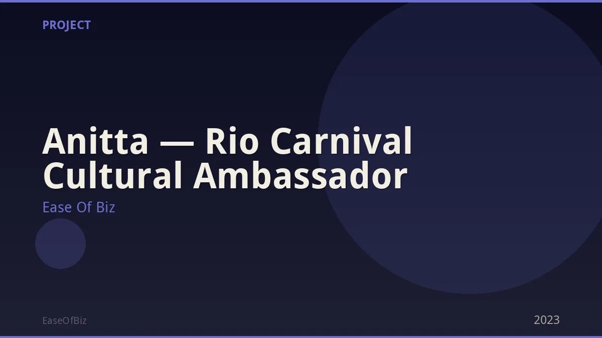 Anitta — Rio Carnival Cultural Ambassador