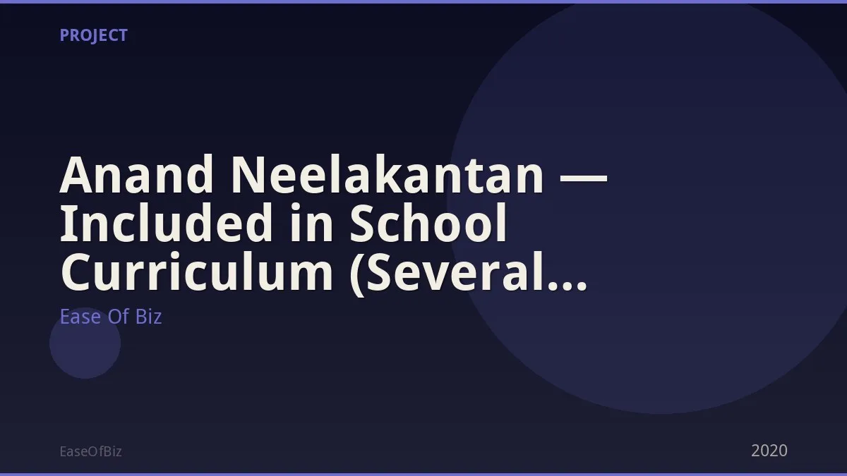 Anand Neelakantan — Included in School Curriculum (Several States)