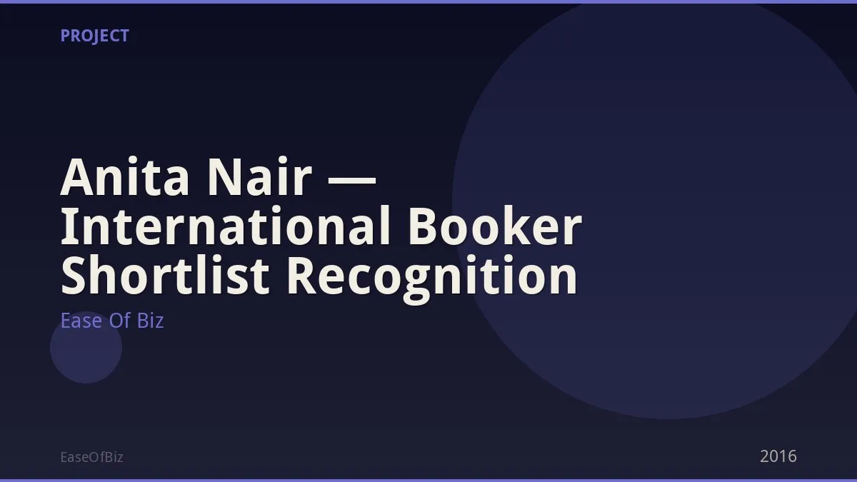 Anita Nair — International Booker Shortlist Recognition