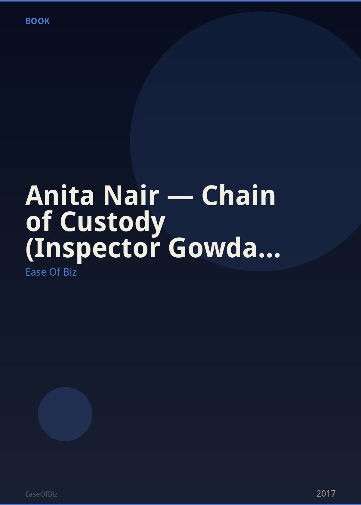 Anita Nair — Chain of Custody (Inspector Gowda #2)