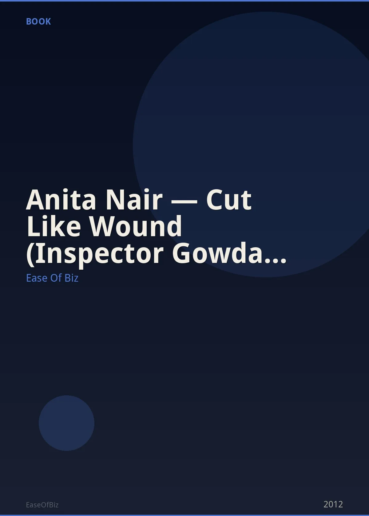 Anita Nair — Cut Like Wound (Inspector Gowda #1)