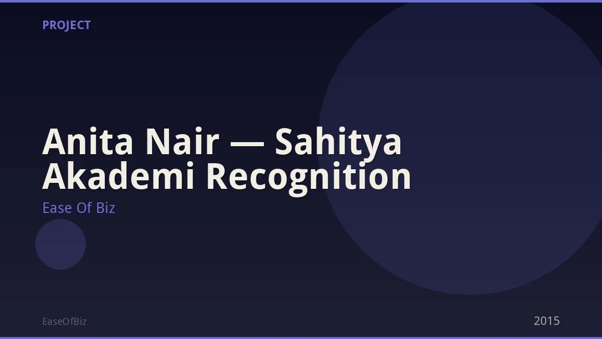 Anita Nair — Sahitya Akademi Recognition