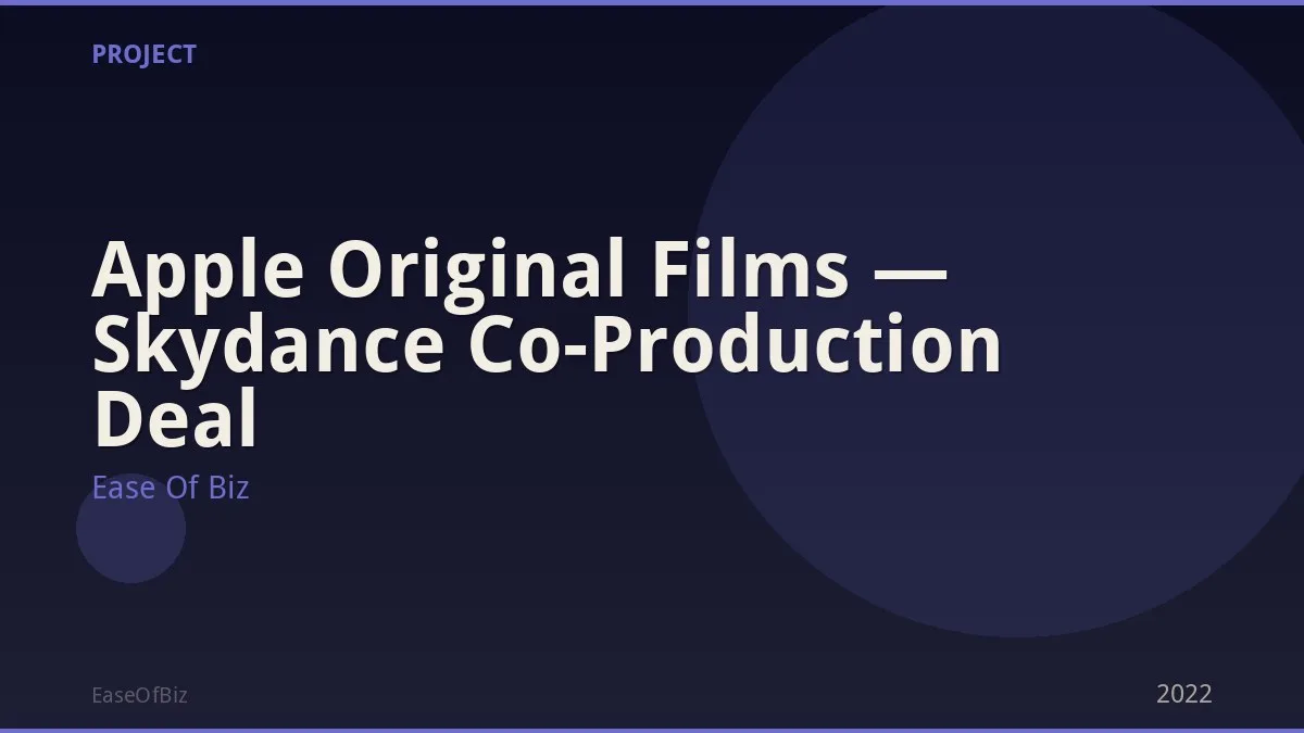 Apple Original Films — Skydance Co-Production Deal