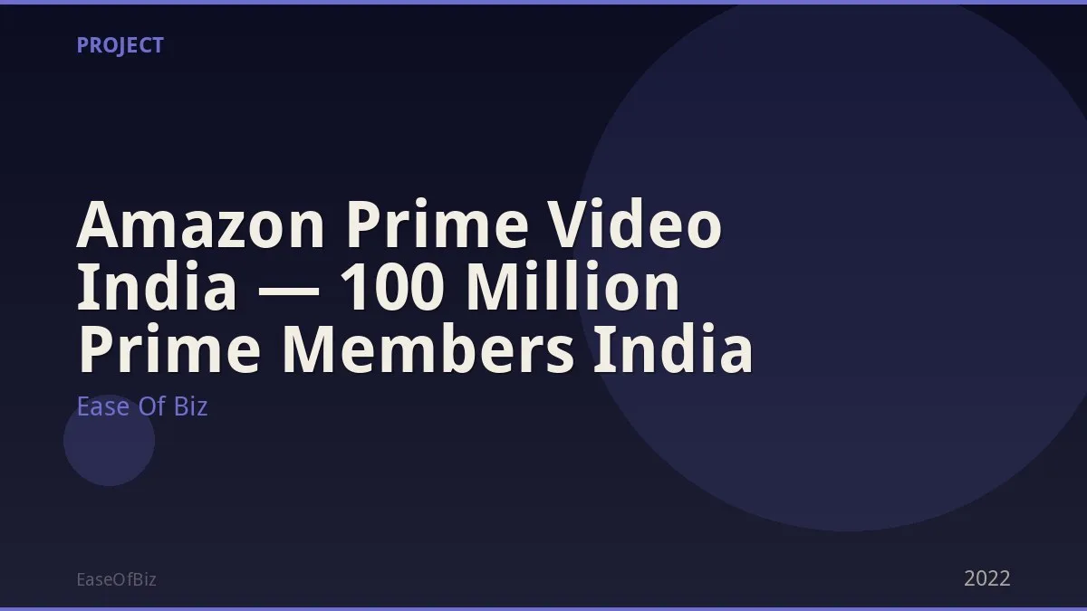 Amazon Prime Video India — 100 Million Prime Members India