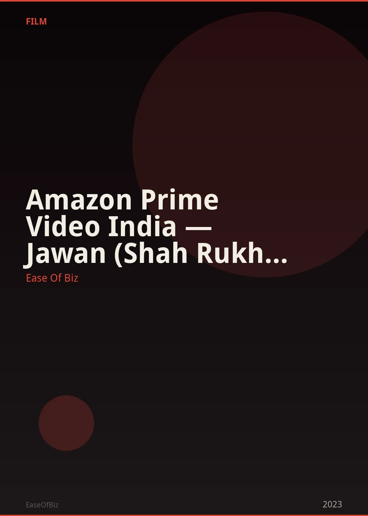 Amazon Prime Video India — Jawan (Shah Rukh Khan Streaming Rights)
