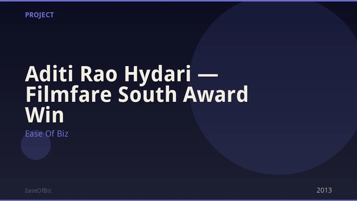 Aditi Rao Hydari — Filmfare South Award Win