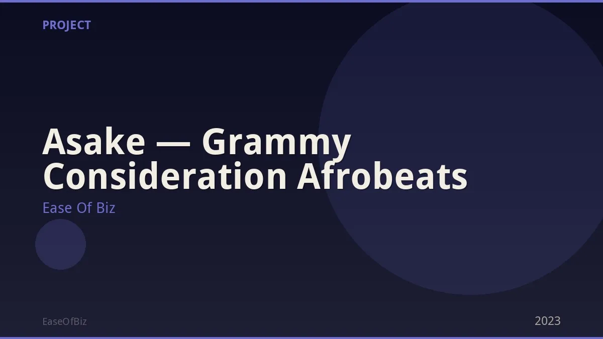 Asake — Grammy Consideration Afrobeats