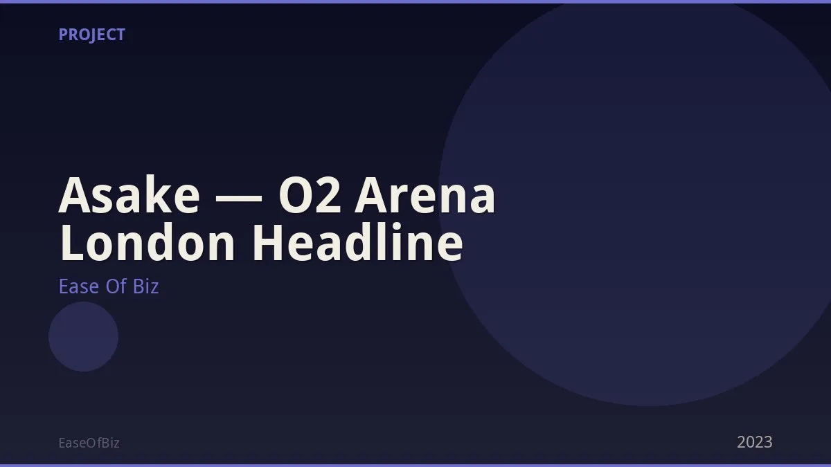 Asake — O2 Arena London Headline