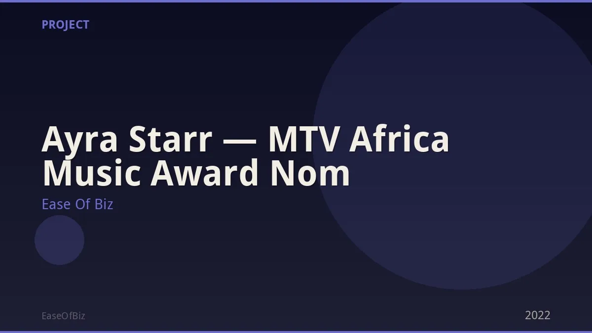 Ayra Starr — MTV Africa Music Award Nom