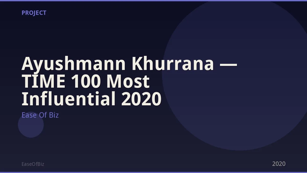 Ayushmann Khurrana — TIME 100 Most Influential 2020
