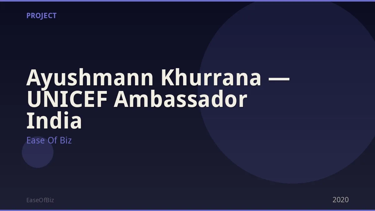 Ayushmann Khurrana — UNICEF Ambassador India