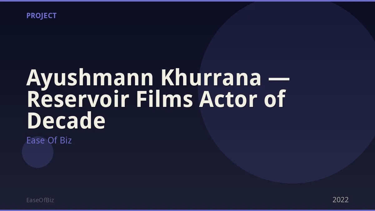 Ayushmann Khurrana — Reservoir Films Actor of Decade