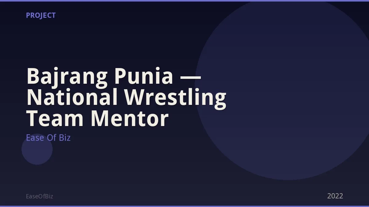 Bajrang Punia — National Wrestling Team Mentor