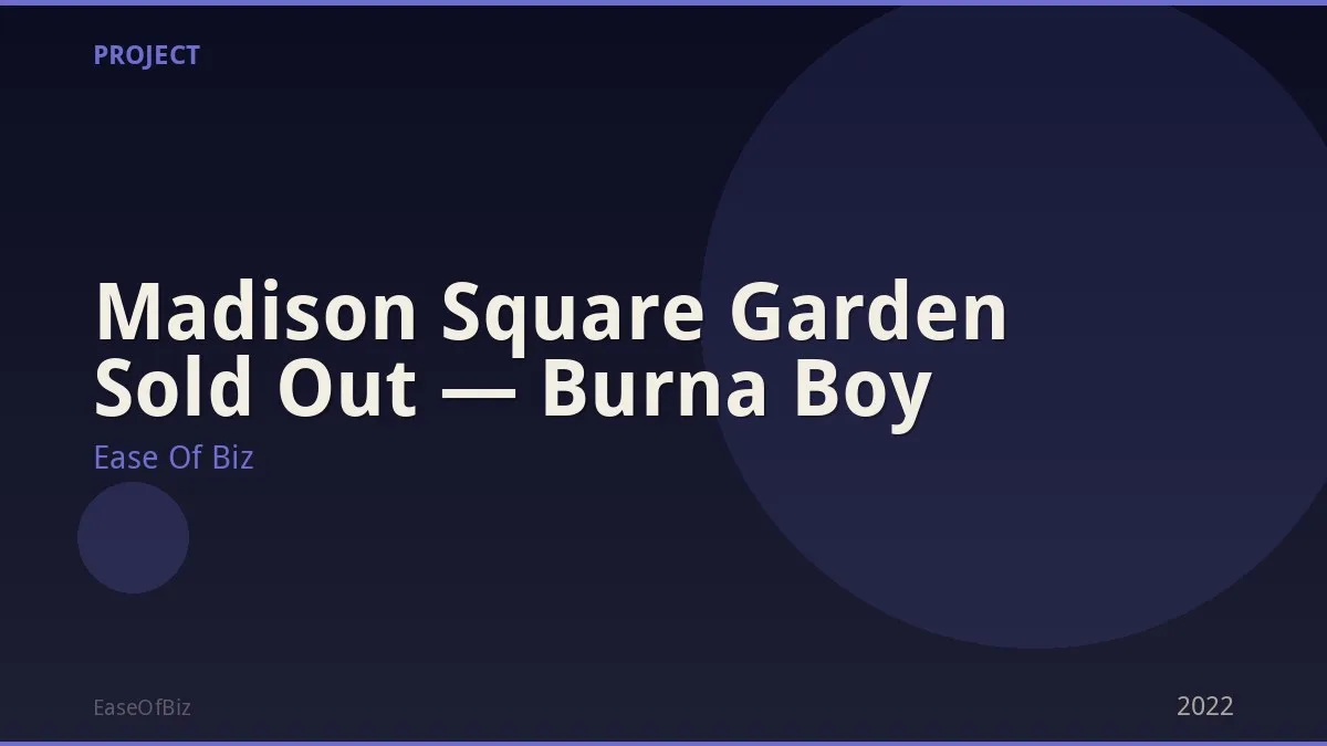 Madison Square Garden Sold Out — Burna Boy