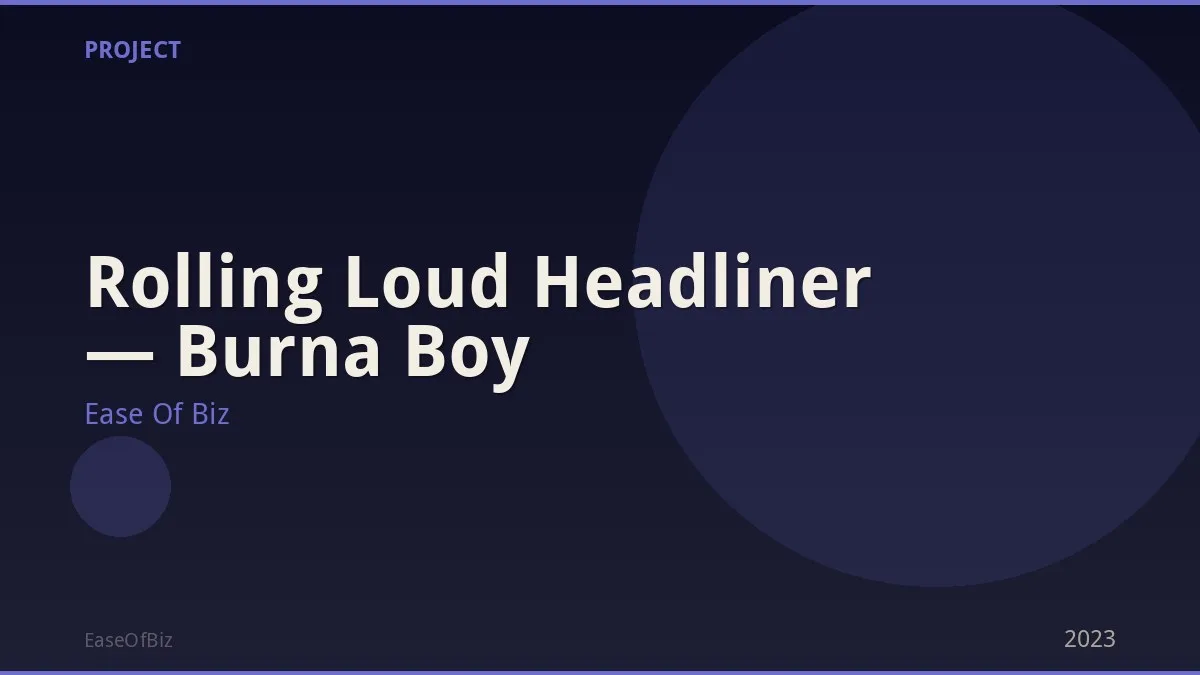 Rolling Loud Headliner — Burna Boy