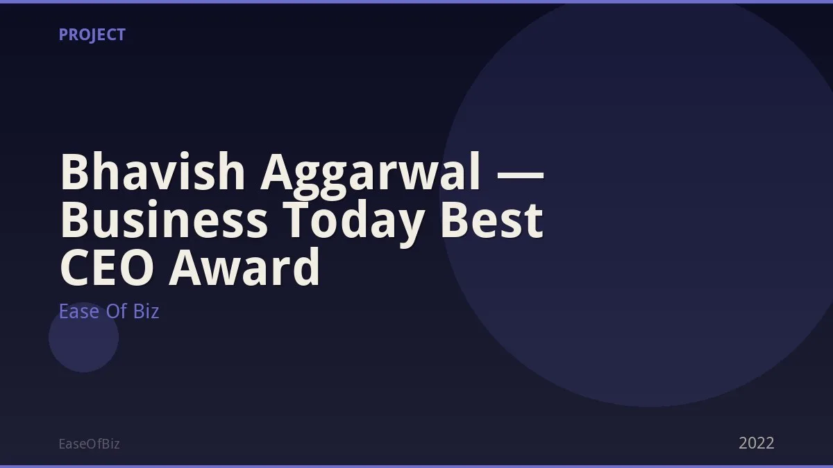 Bhavish Aggarwal — Business Today Best CEO Award