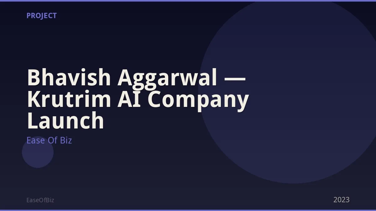 Bhavish Aggarwal — Krutrim AI Company Launch