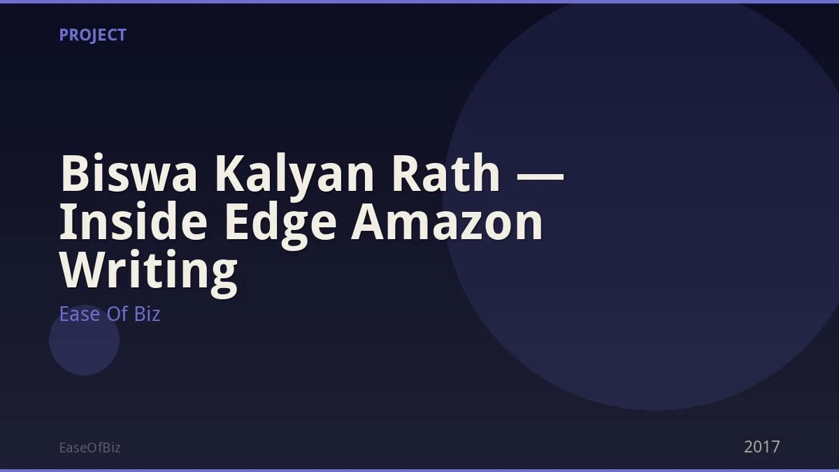 Biswa Kalyan Rath — Inside Edge Amazon Writing