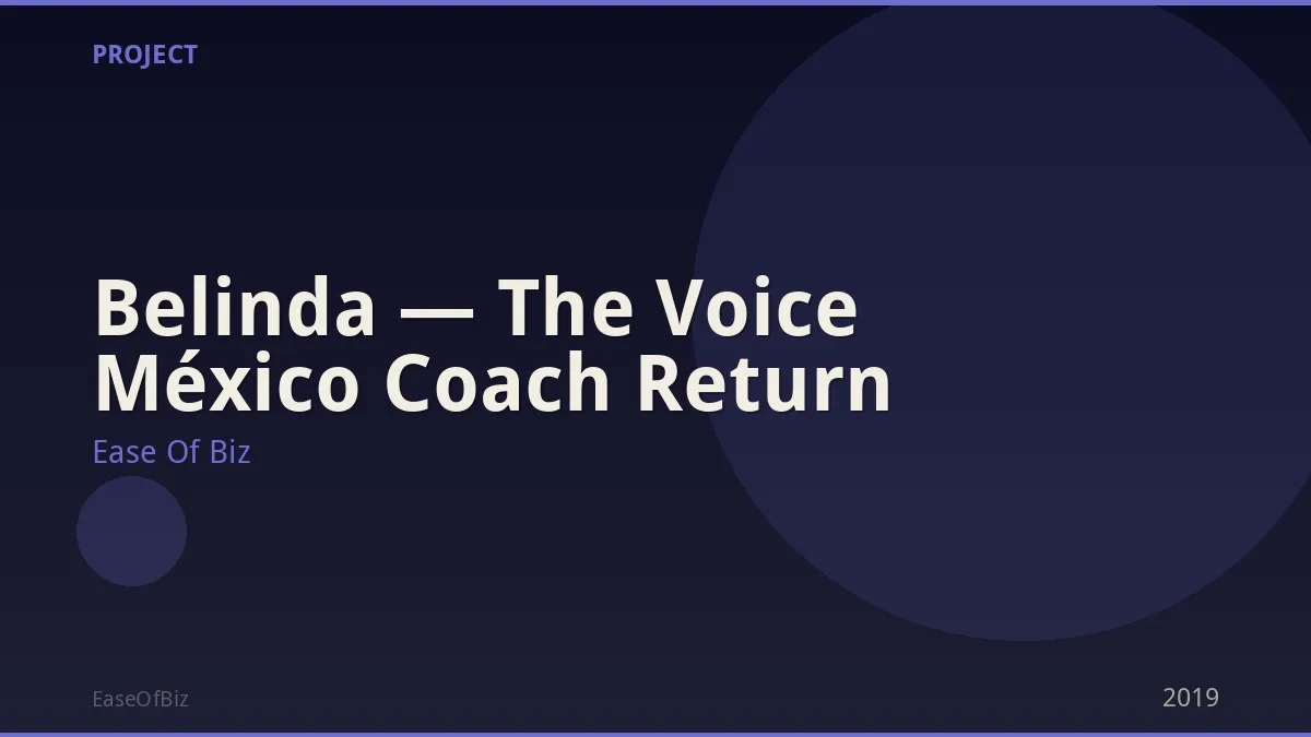 Belinda — The Voice México Coach Return