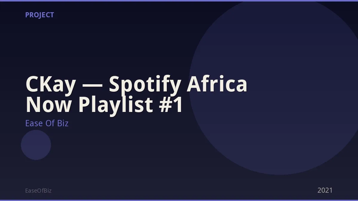 CKay — Spotify Africa Now Playlist #1
