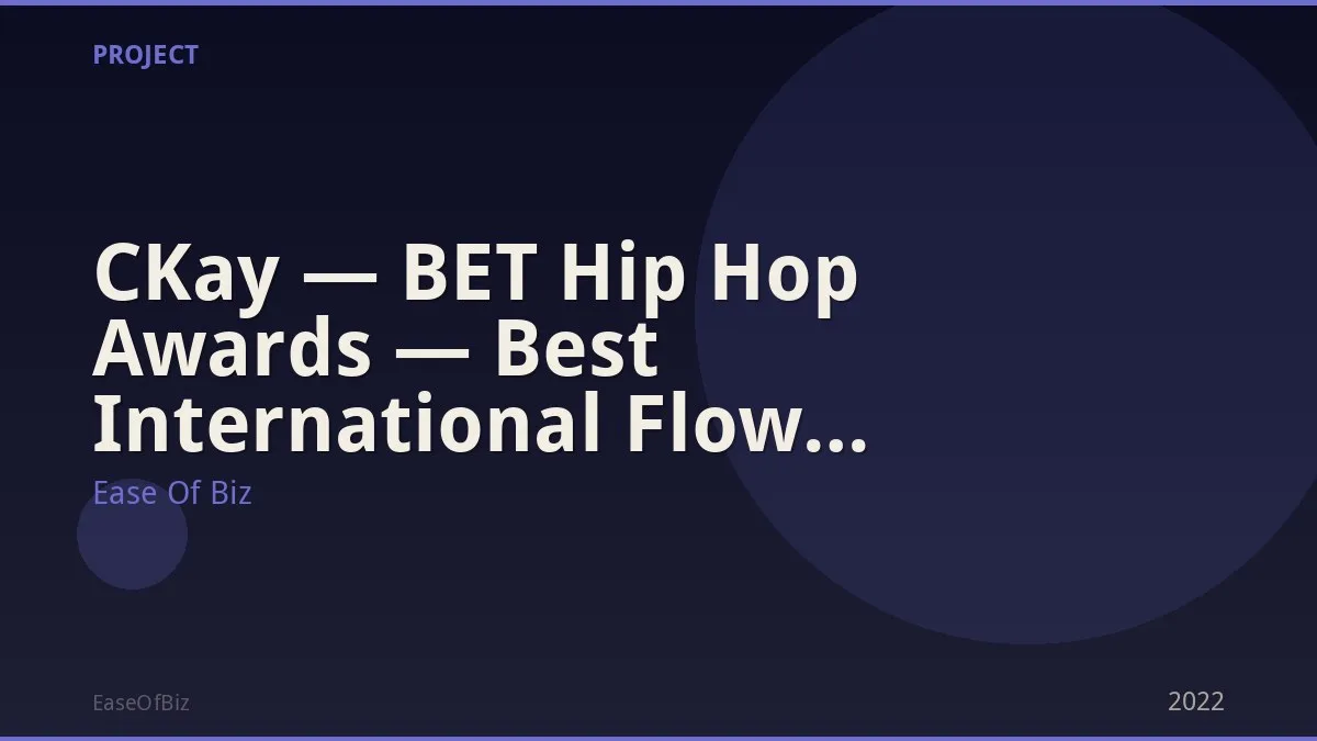 CKay — BET Hip Hop Awards — Best International Flow Nomination
