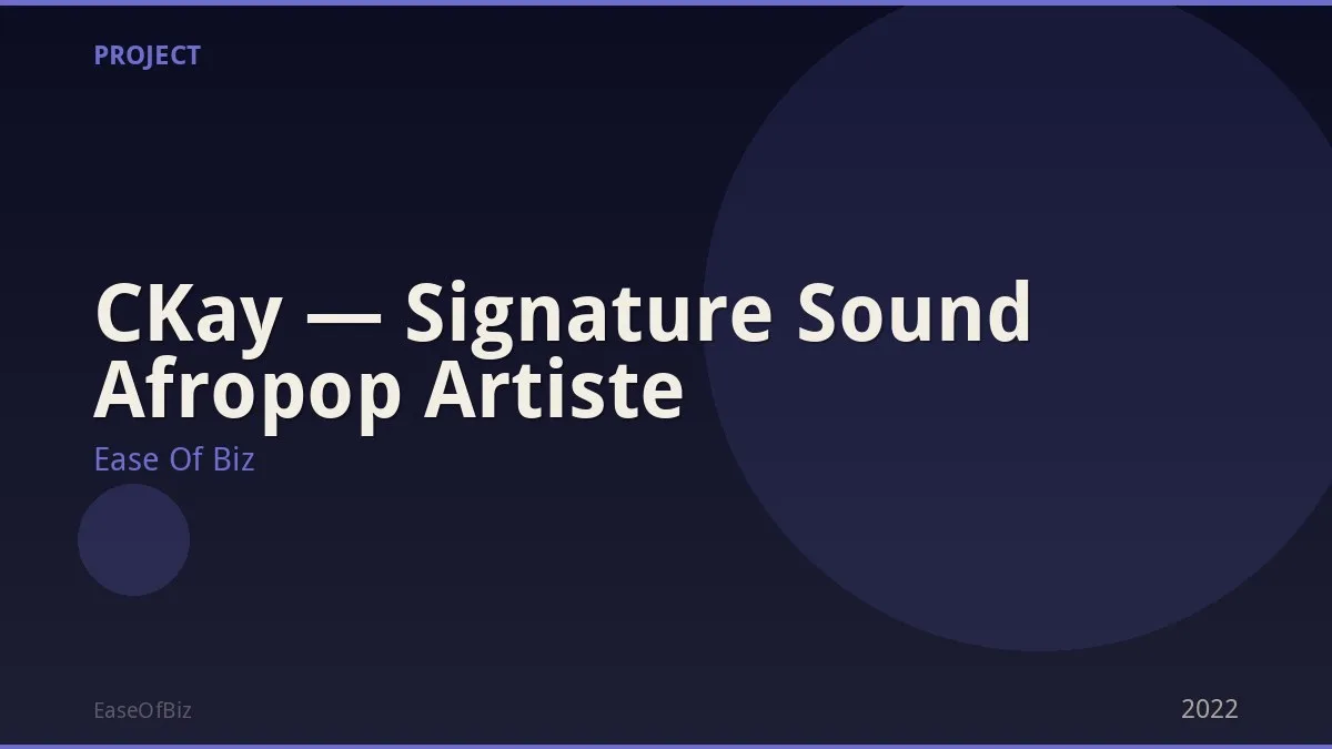 CKay — Signature Sound Afropop Artiste