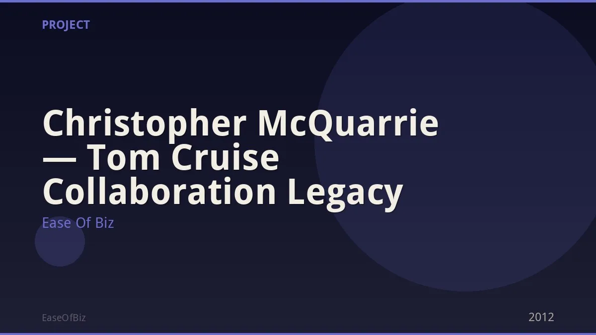 Christopher McQuarrie — Tom Cruise Collaboration Legacy