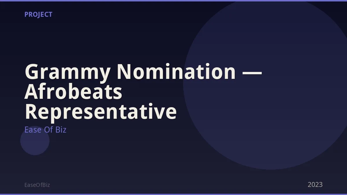 Grammy Nomination — Afrobeats Representative