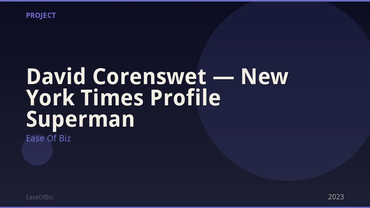 David Corenswet — New York Times Profile Superman