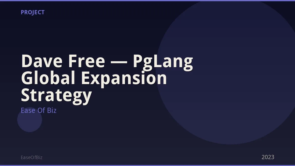 Dave Free — PgLang Global Expansion Strategy