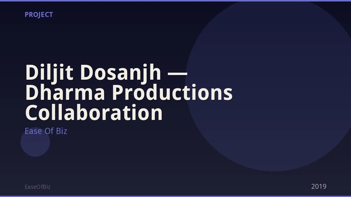 Diljit Dosanjh — Dharma Productions Collaboration