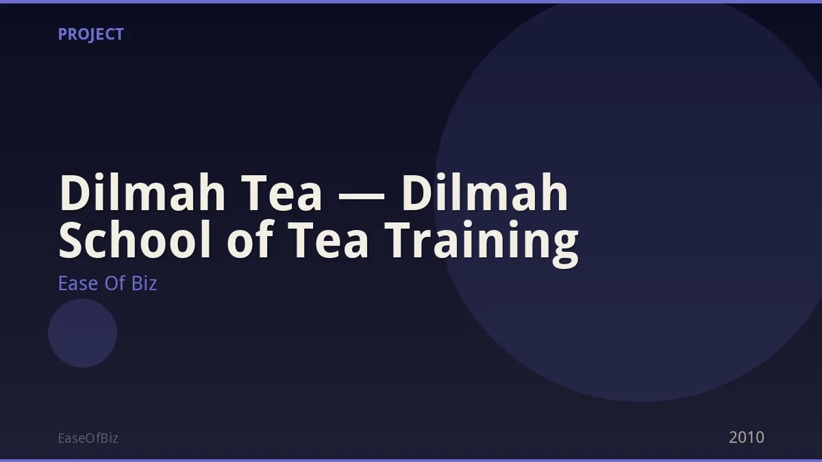 Dilmah Tea — Dilmah School of Tea Training