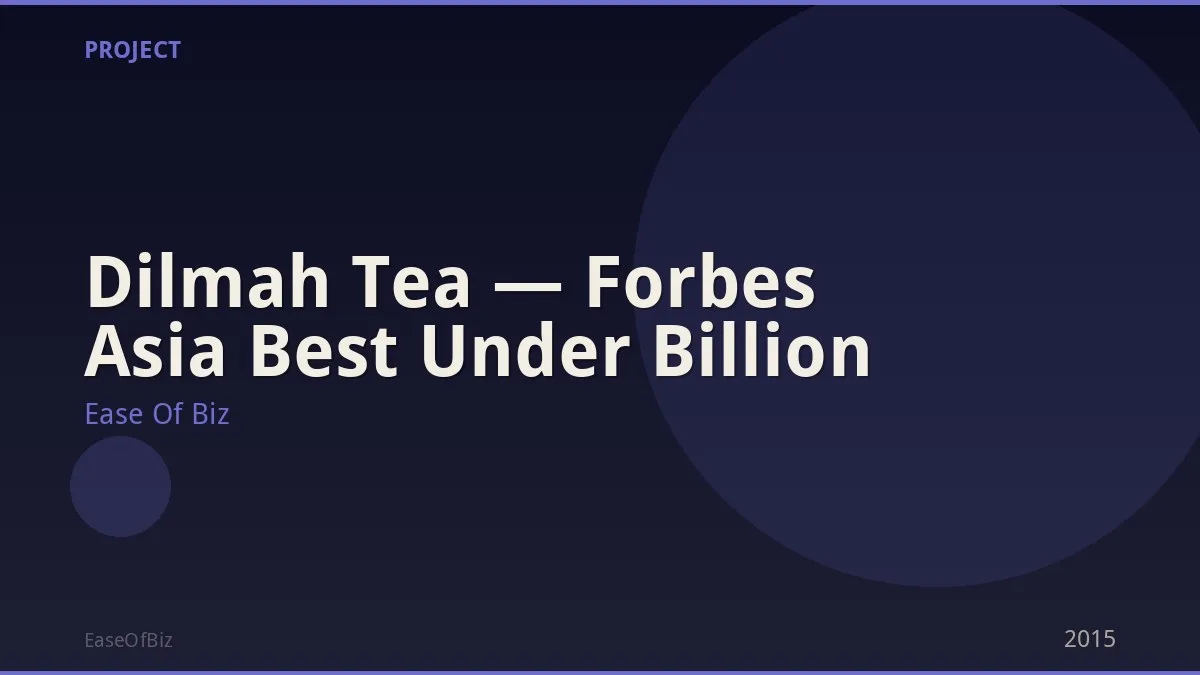 Dilmah Tea — Forbes Asia Best Under Billion