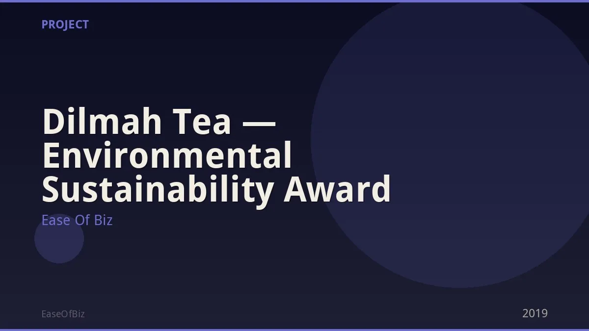 Dilmah Tea — Environmental Sustainability Award