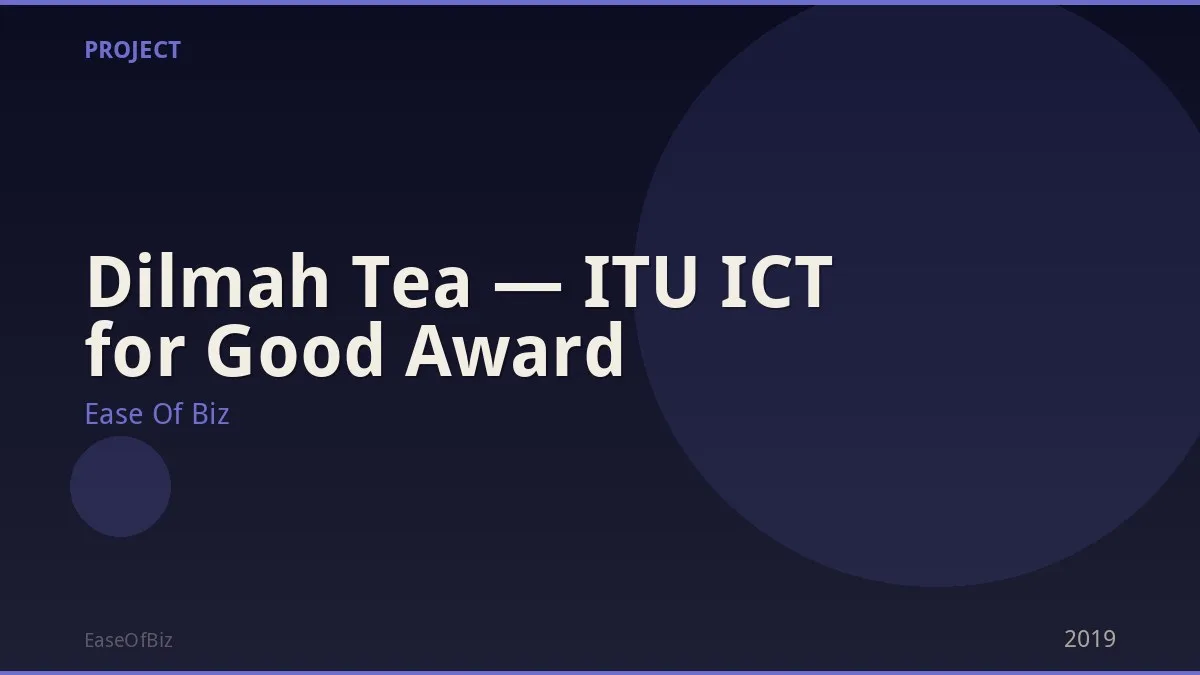 Dilmah Tea — ITU ICT for Good Award