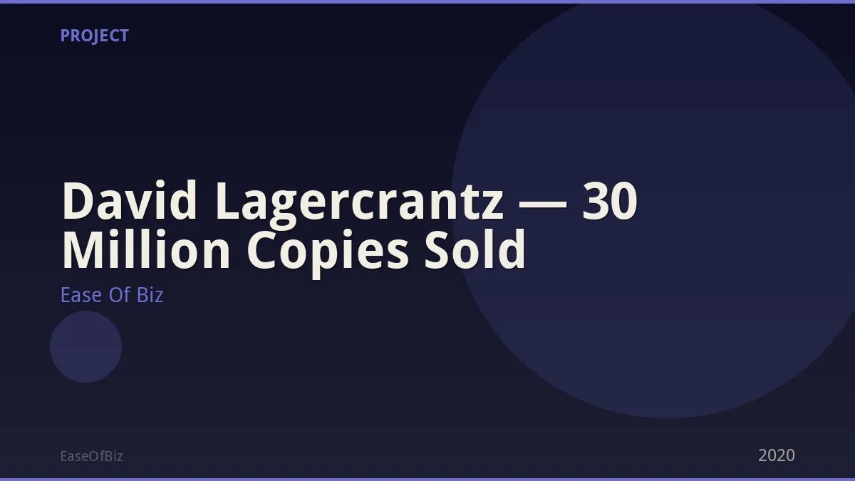 David Lagercrantz — 30 Million Copies Sold