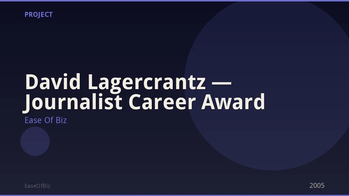 David Lagercrantz — Journalist Career Award