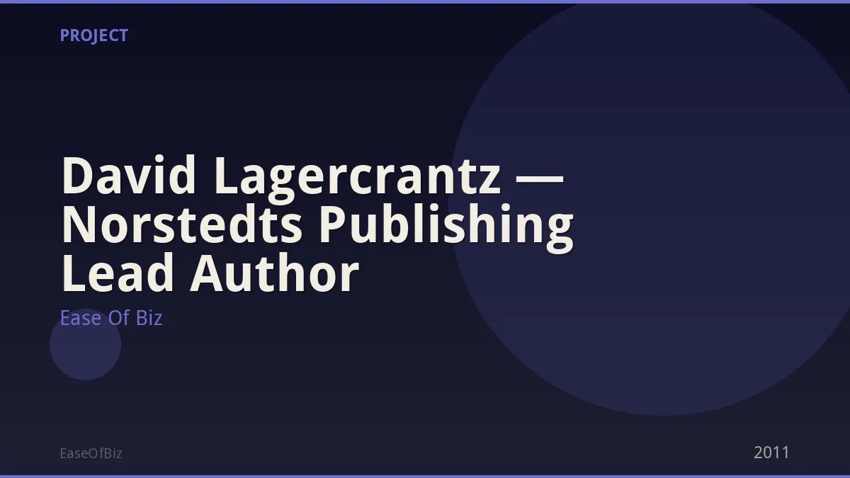David Lagercrantz — Norstedts Publishing Lead Author