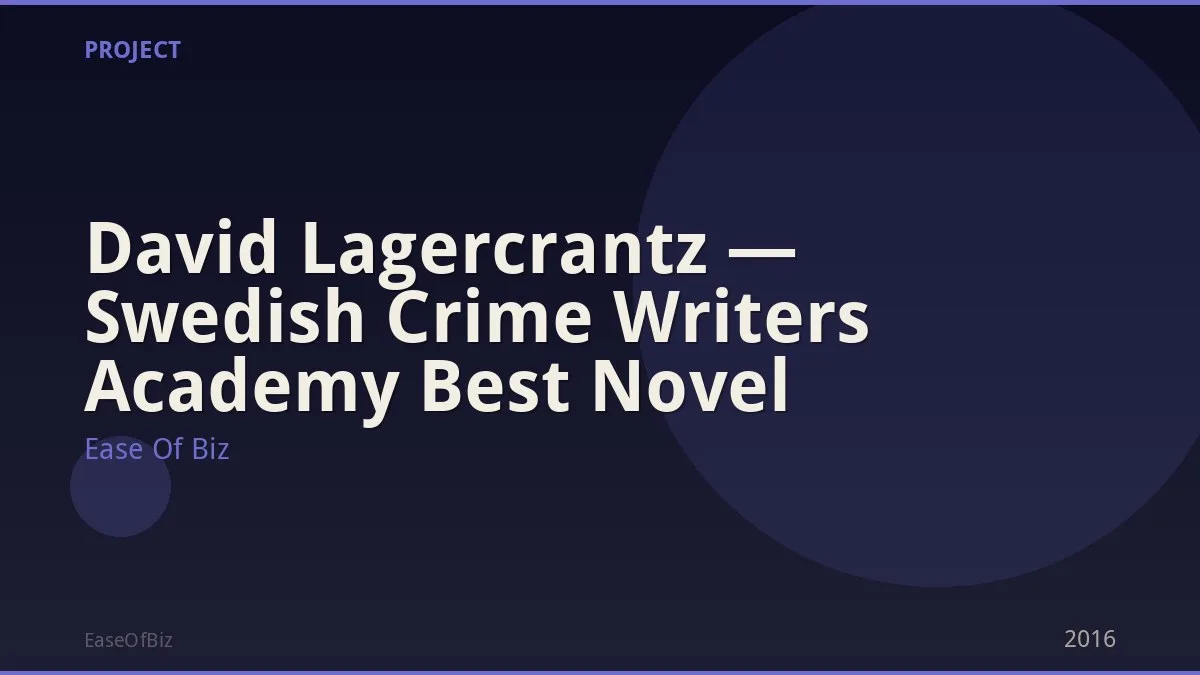 David Lagercrantz — Swedish Crime Writers Academy Best Novel