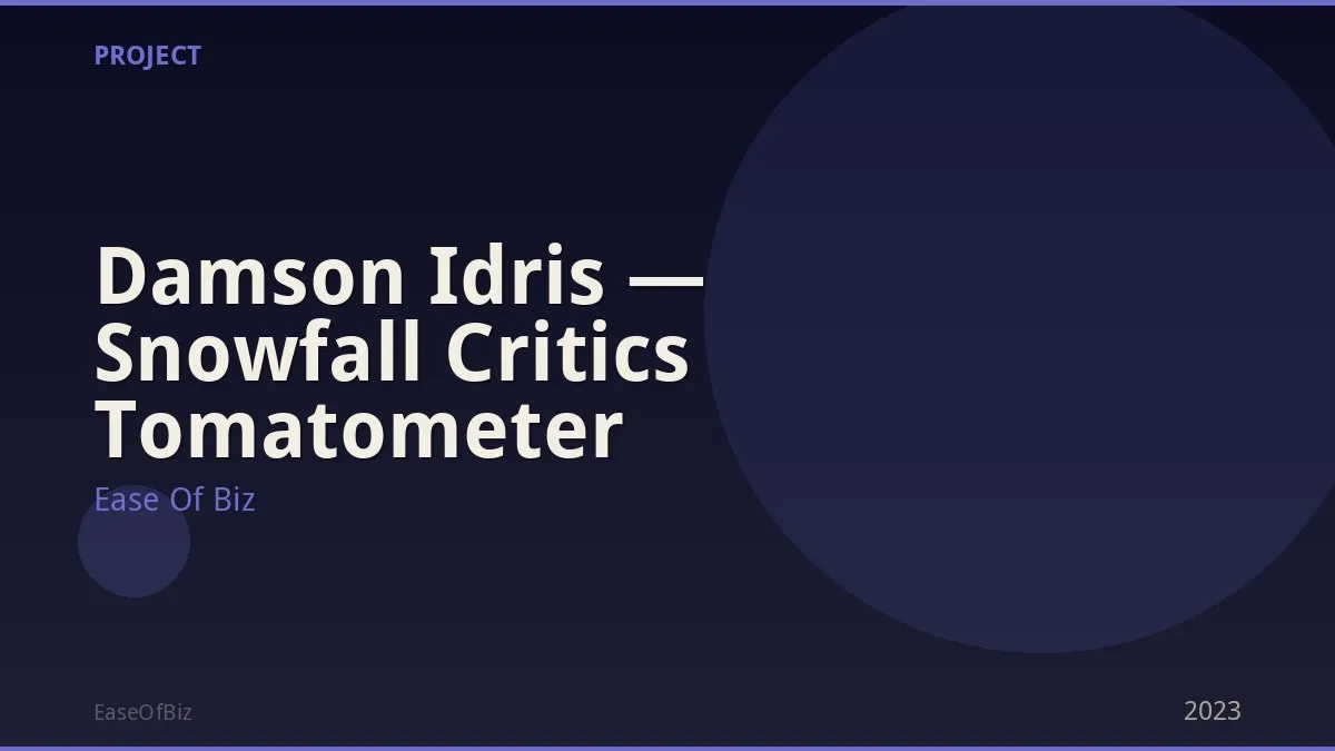 Damson Idris — Snowfall Critics Tomatometer
